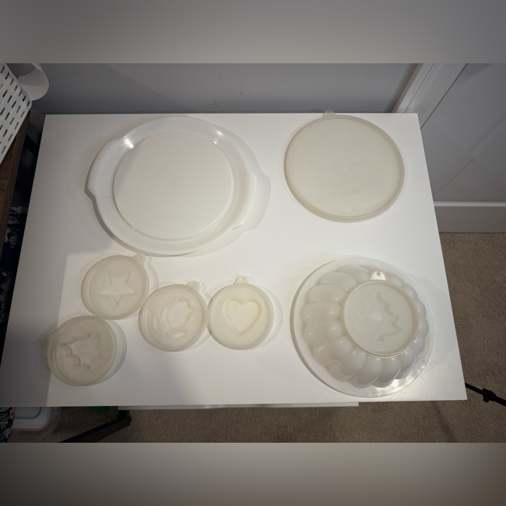 Vintage Tupperware Jel-N-Serve Jello Gelatin Mold, 8 Piece Set-Extra Mold &Lid